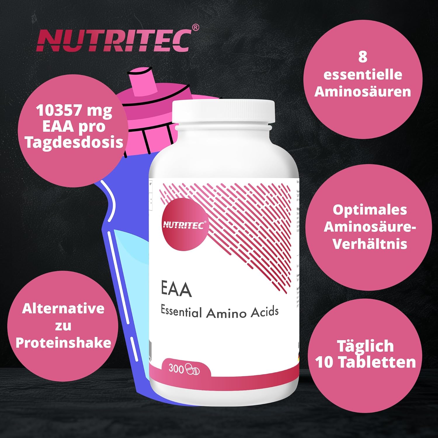 EAA alle 8 Essentielle Aminosäuren 300 Tabletten