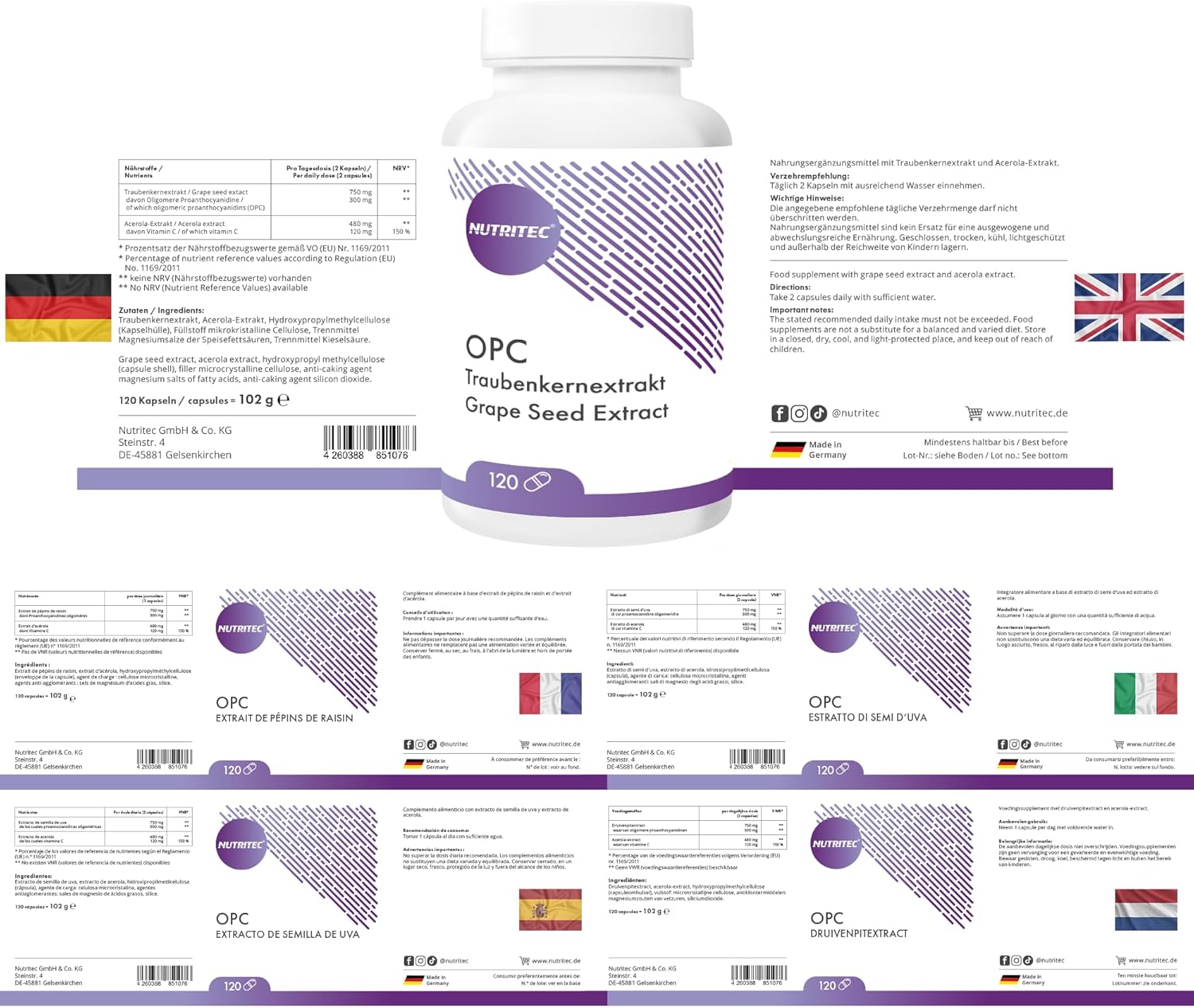 OPC-Traubenkernextrakt mit Acerola-Extrakt 120 Kapseln
