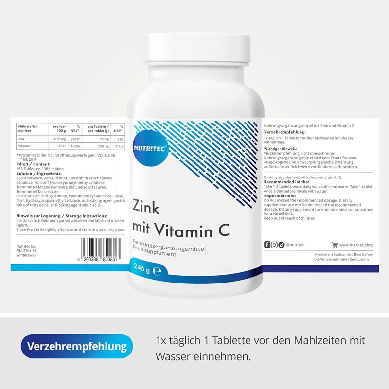 Zink mit Vitamin C Tabletten